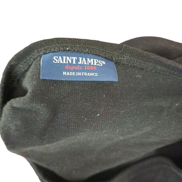 Saint James Boat Neck Thick Cotton Pullover Shirt Top Womens Size M Black - Picture 5 of 8